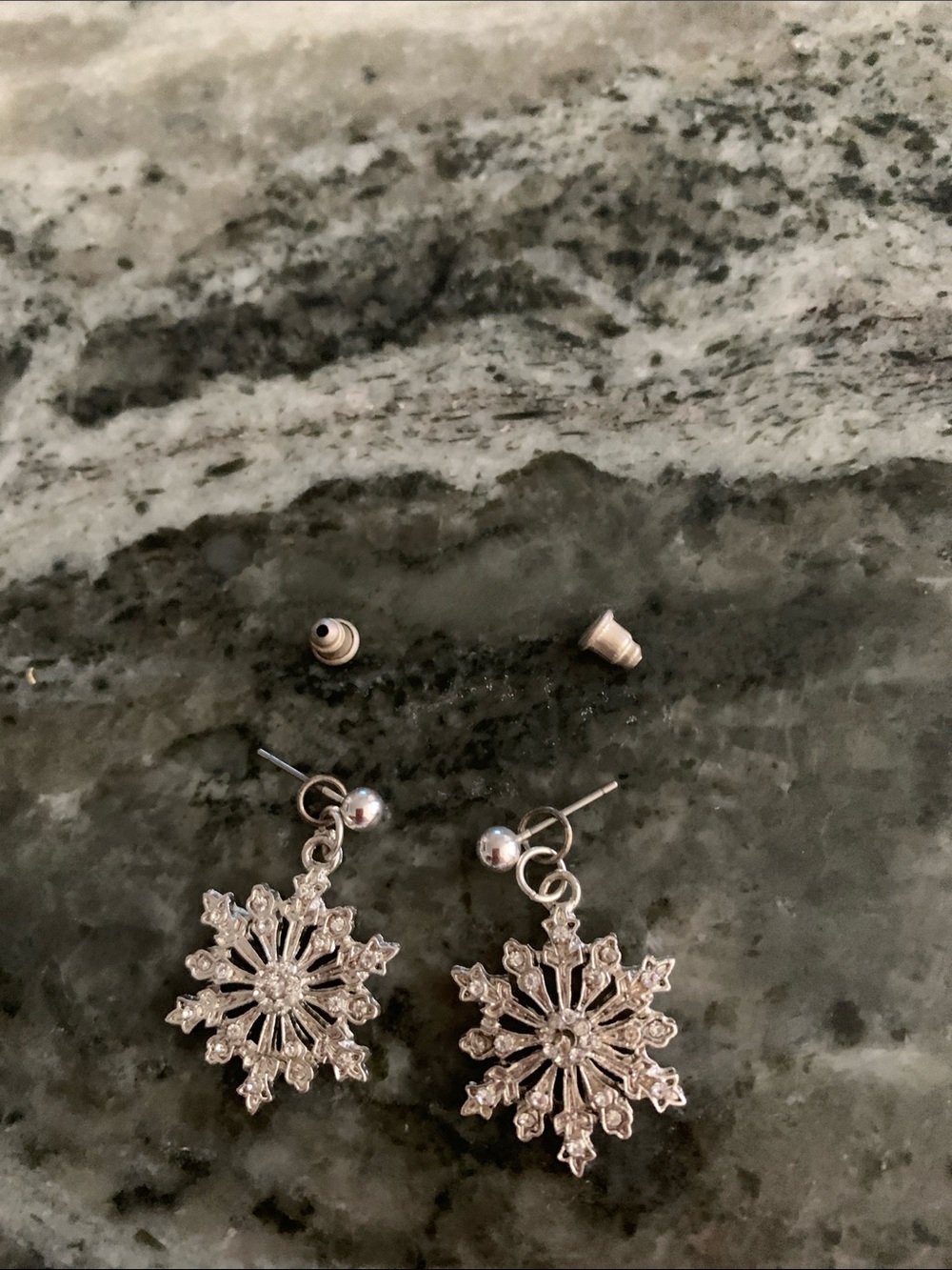 Silver Snowflake Drop Earrings - Women Jewelry